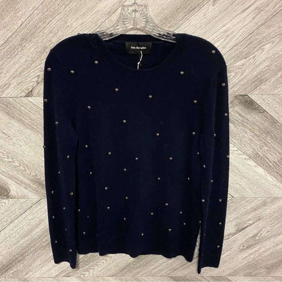The Kooples | Embellished Navy Wool Cashmere Blend Sweater - Picture 3 of 6